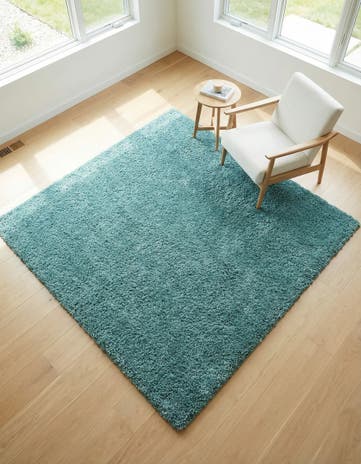 Turquoise Soft Solid Shag Square Rug