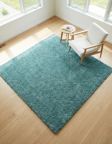 Turquoise Soft Solid Shag Square Rug