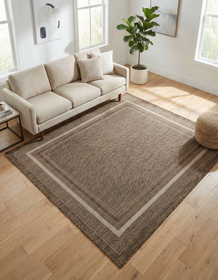 Detail image of  6' 1 x 6' 1  Washable Border Indoor / Outdoor Square Rug