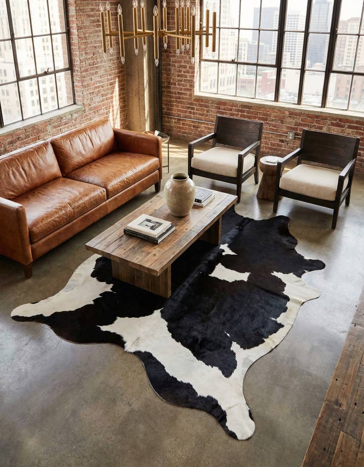 Detail image of 5' 2 x 6' 8 Cowhide Leather Rug