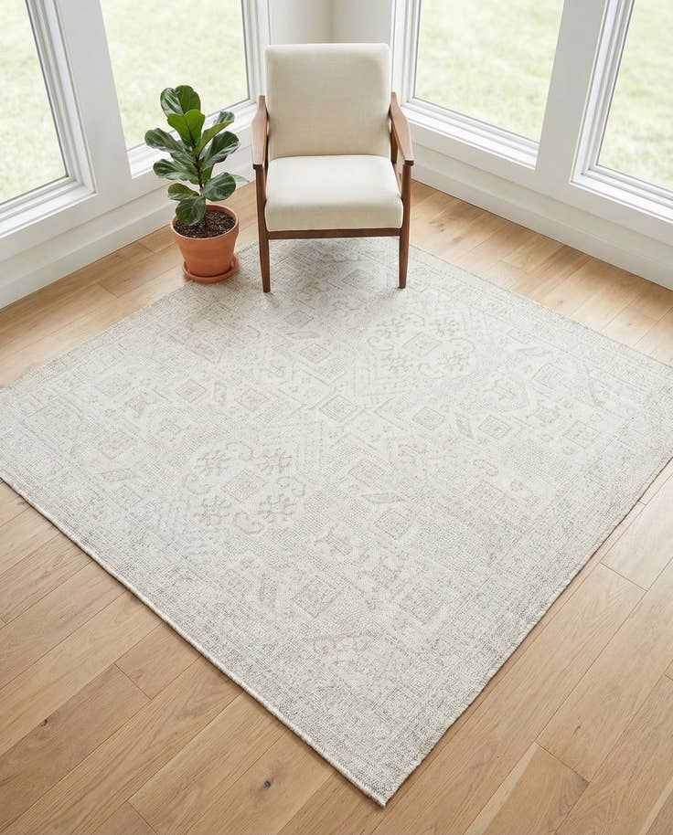 Detail image of 5' 3 x 5' 3 Easy-Clean Aztec Indoor / Outdoor Square Rug