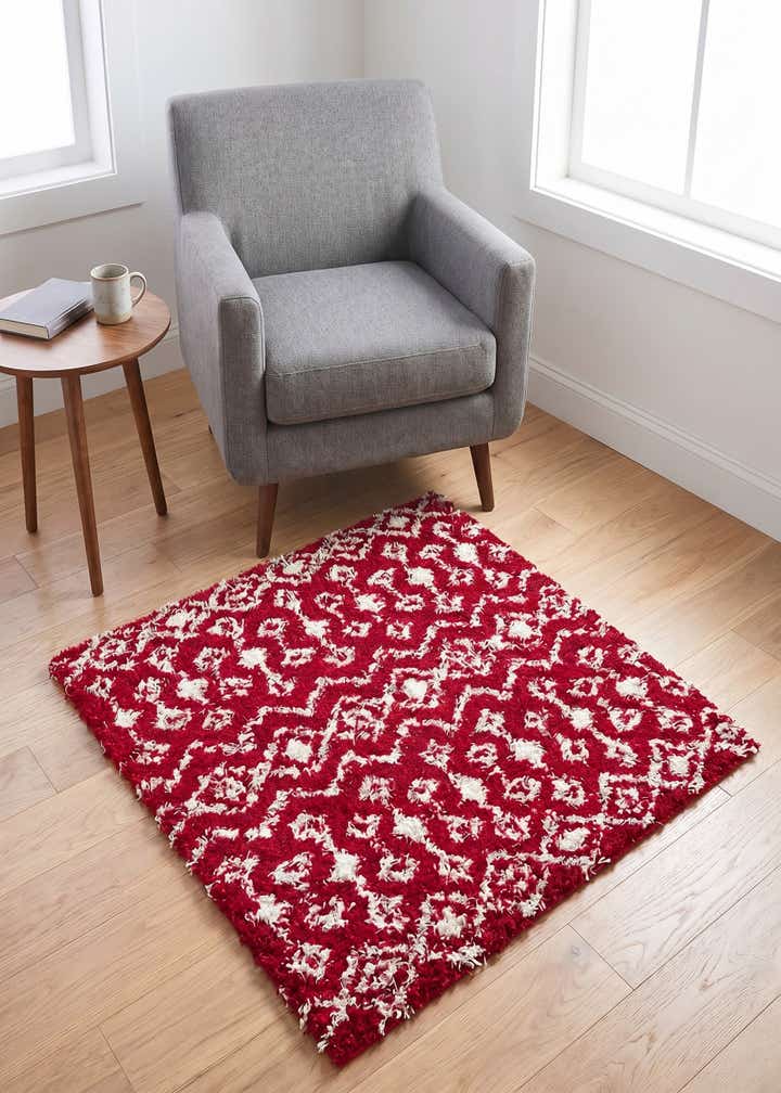 4' x 4' Moroccan Trellis Shag Square Rug