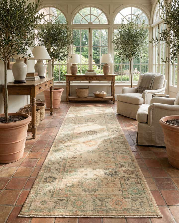 2' 8 x 9' 10 Hand Knotted Oushak Wool Runner Rug