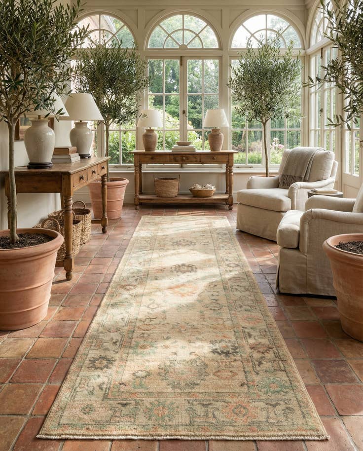 Detail image of 2' 8 x 9' 10 Hand Knotted Oushak Wool Runner Rug