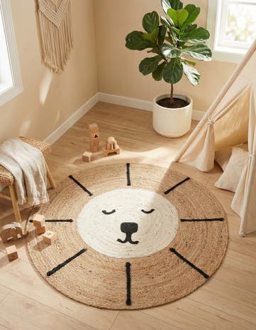 3' 1 x 3' 1 Hand Braided Kids Braided Jute Round Rug