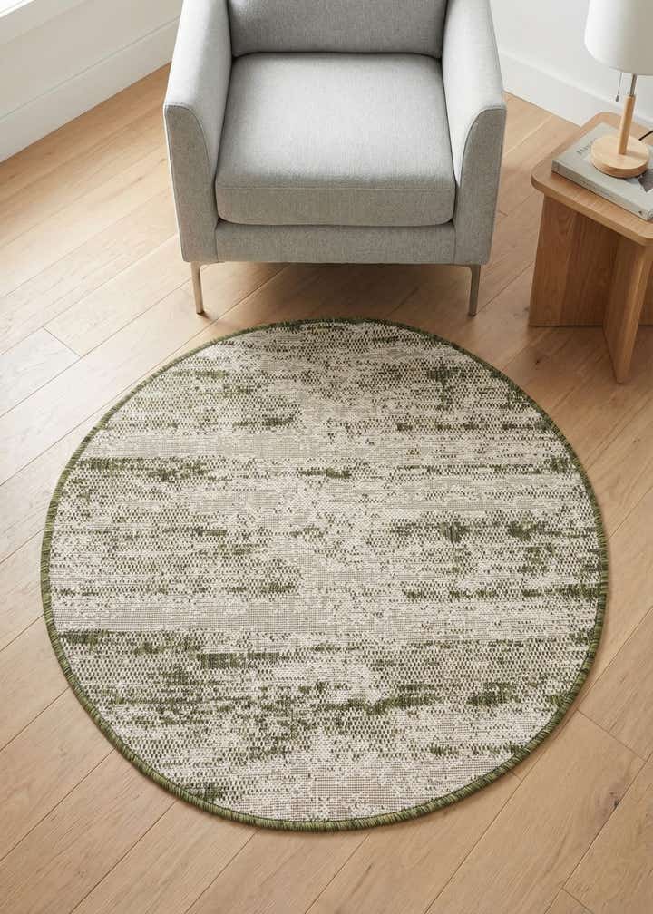 3' x 3' Easy-Clean Modern Indoor / Outdoor Round Rug