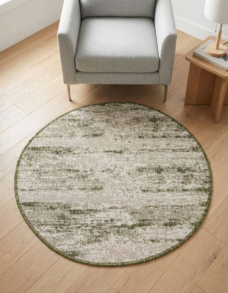 Detail image of 3' x 3'  Washable Modern Indoor / Outdoor Round Rug