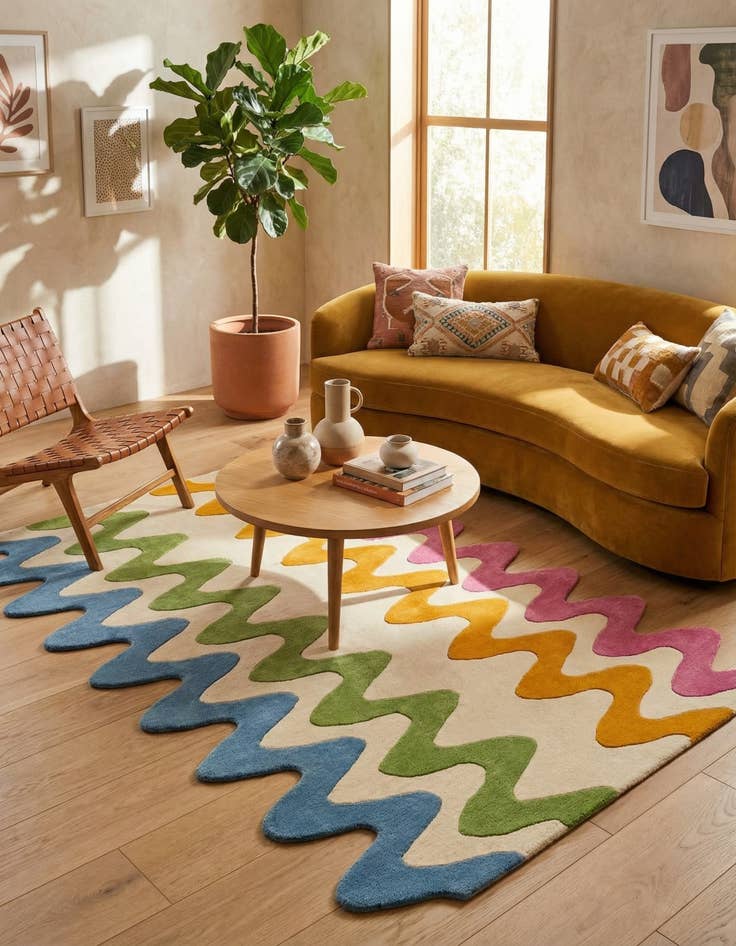 Detail image of 5' 1 x 8' Happy Rugs Wavy Wool