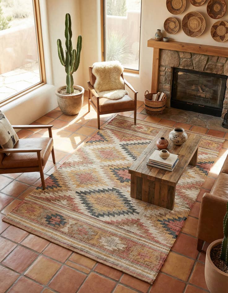 Detail image of  5' 1 x 8'  Hand Woven Kilim Jute Rug