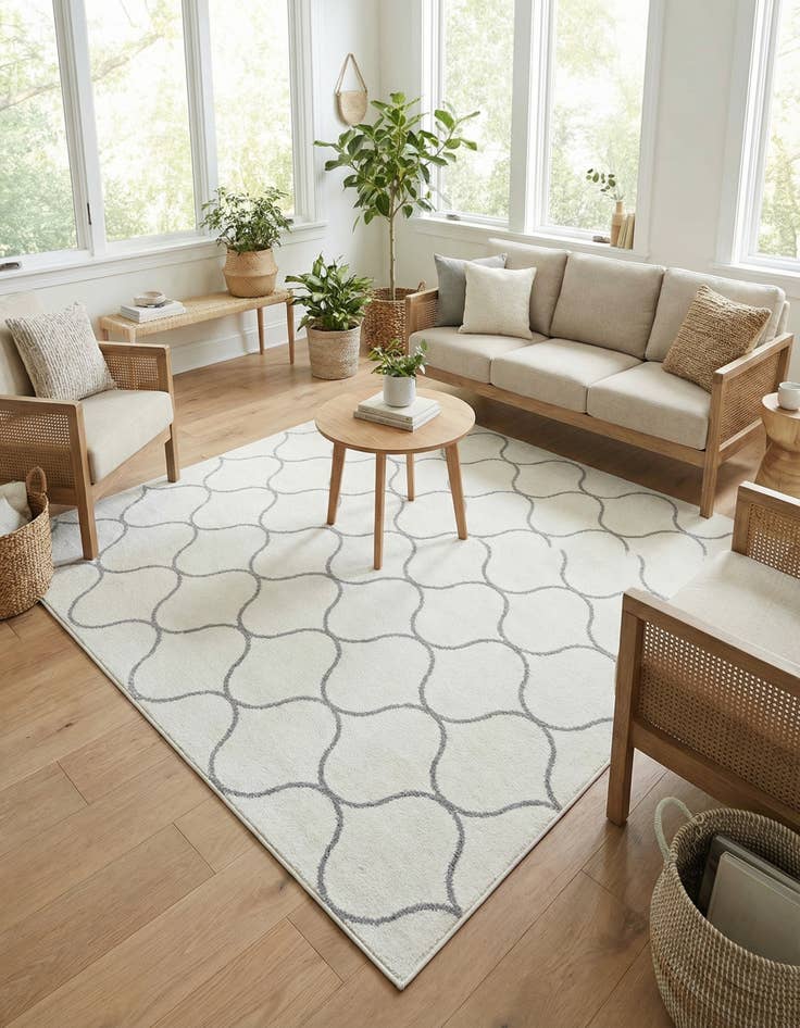 Detail image of 7' x 7' Lattice Frieze Square Rug