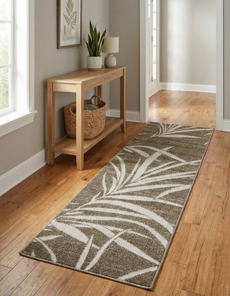 Detail image of 2' x 6' Washable Botanical Indoor / Outdoor Runner Rug