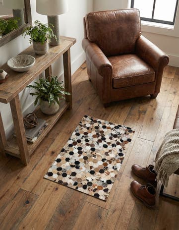 2' x 3' 1 Cowhide Leather Rug