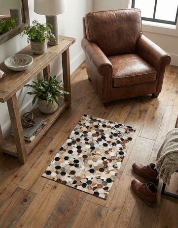 2' x 3' 1 Cowhide Leather Rug