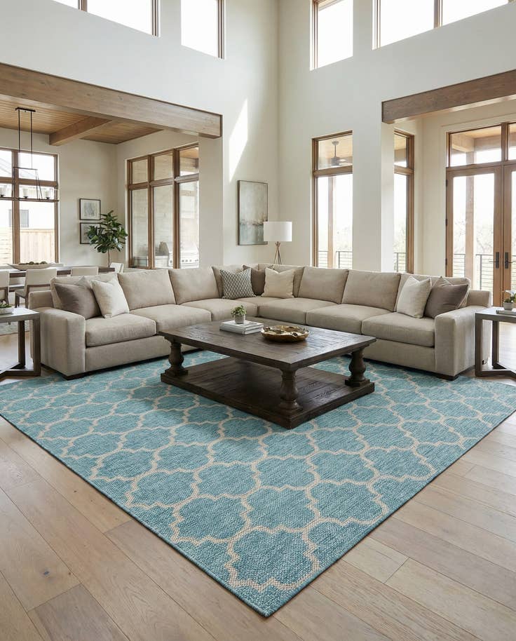 Detail image of 13' x 13' Easy-Clean Lattice Indoor / Outdoor Square Rug