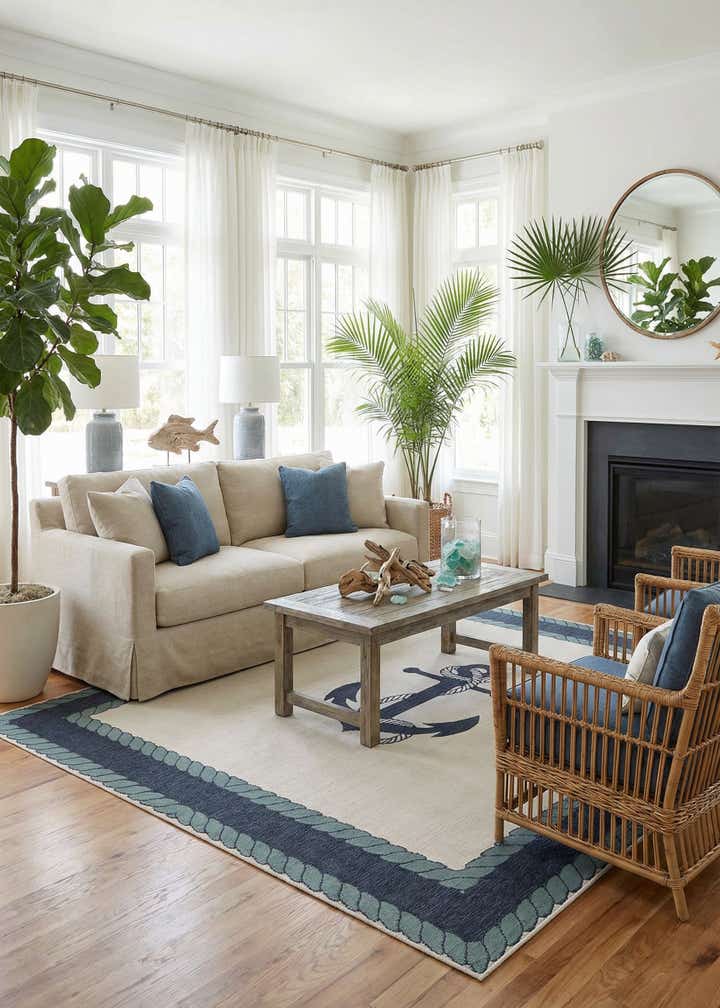 10' x 10' Easy-Clean Coastal Indoor / Outdoor Square Rug