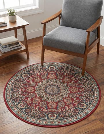 3' 3 x 3' 3 Easy-Clean Traditional Indoor / Outdoor Round Rug