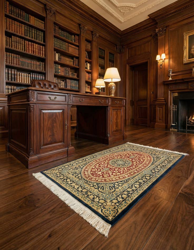 Detail image of 2' 7 x 3' 10 Ghom Silk Rug