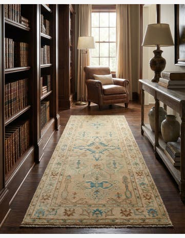 2' 9 x 6' 3 Hand Knotted Oushak Wool Runner Rug