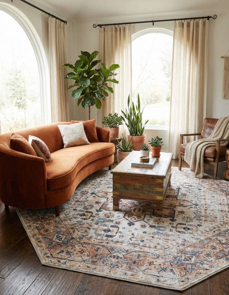 Detail image of 7' 10 x 7' 10  Washable Yara Octagon Rug