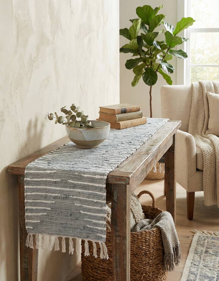 Detail image of 1' 2 x 5' 1  Hand Woven Chindi Cotton Table Runner Rug