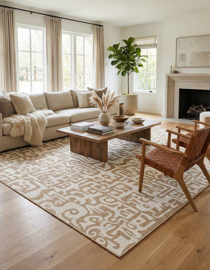 Detail image of 13' x 13'  Washable Modern Indoor / Outdoor Square Rug
