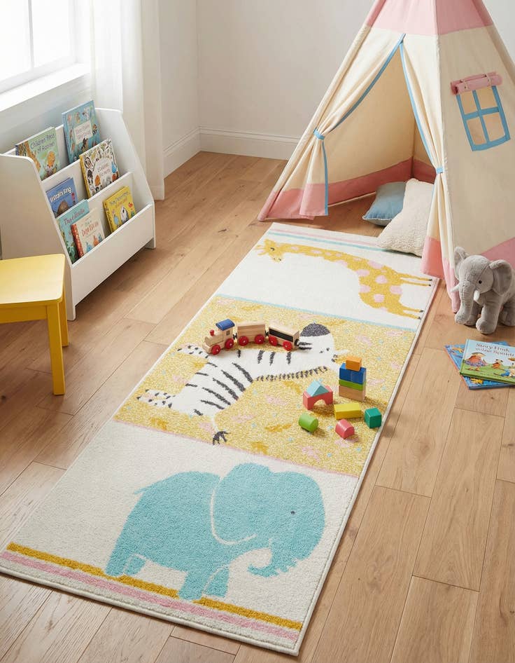 Detail image of 2' 2 x 6' 1 Animals Whimsy Kids Runner Rug