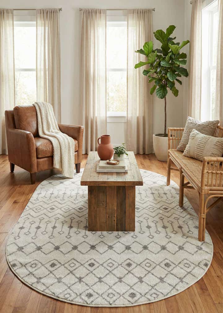 5' 3 x 8' Moroccan Trellis Oval Rug