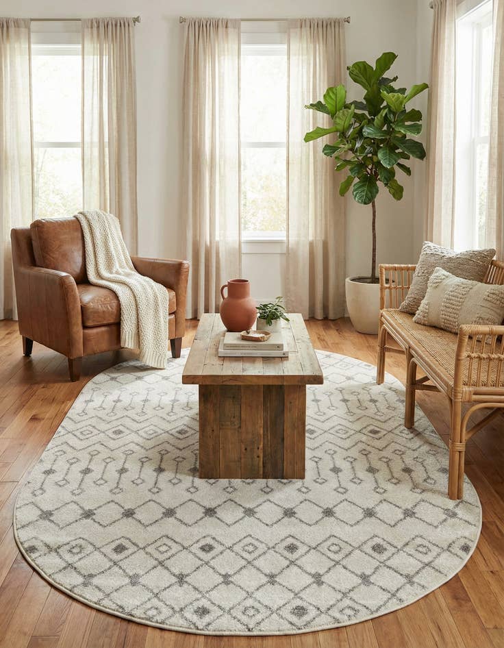 Detail image of 5' 3 x 8' Moroccan Trellis Oval Rug