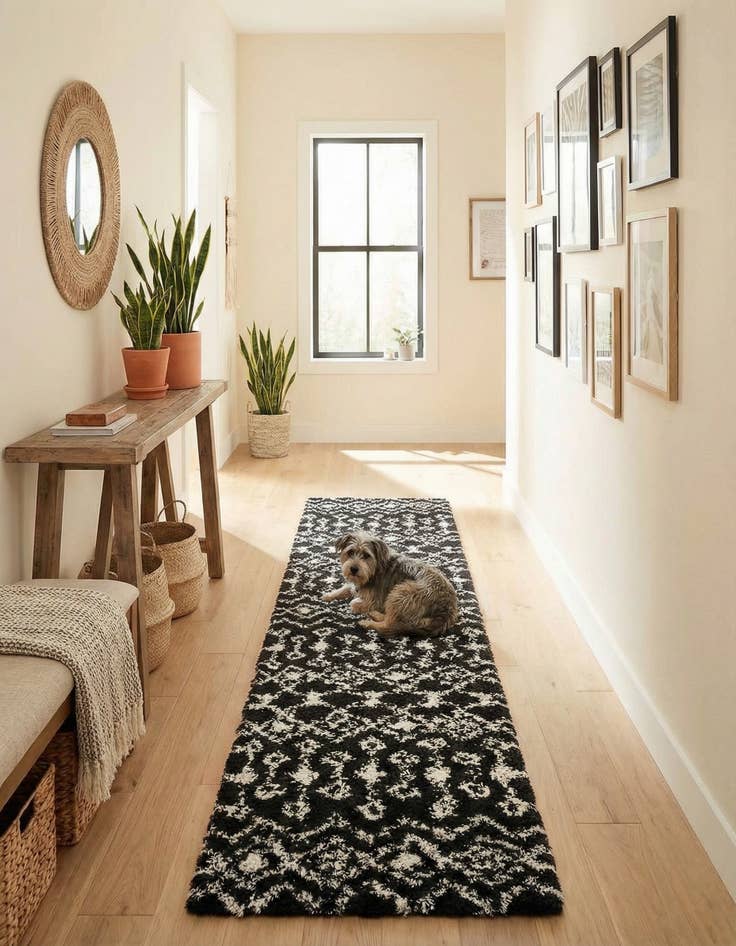 Detail image of 2' 7 x 10' Moroccan Trellis Shag Runner Rug