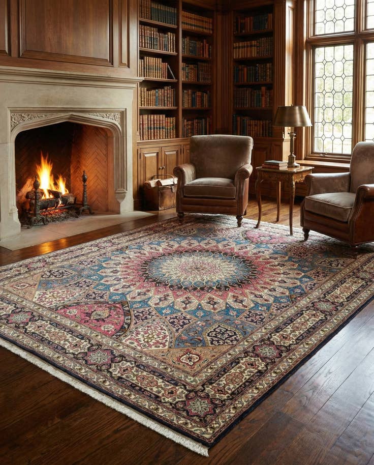 Detail image of 6' 8 x 8' 3 Hand Knotted Tabriz Persian Square Rug