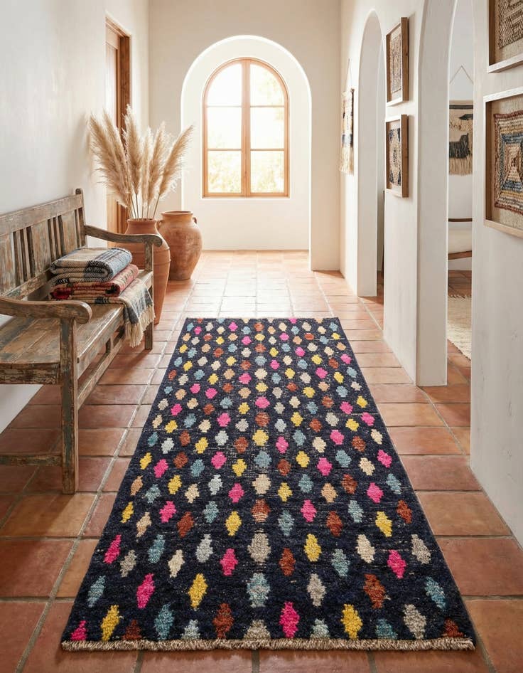 Detail image of 3' 1 x 6' 4 Hand Knotted Moroccan Wool Runner Rug