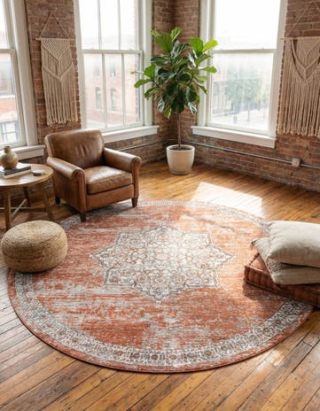Salmon Pink Nyla Round Rug