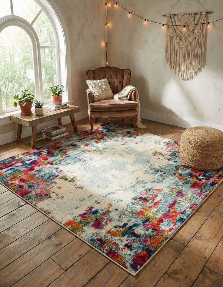 Detail image of 5' x 5' Washable Theia Square Rug