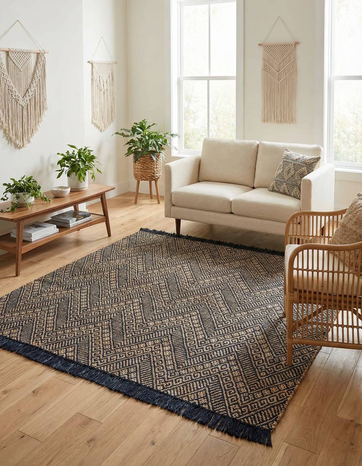 Detail image of 6' 1 x 6' 1  Hand Braided Jute Square Rug