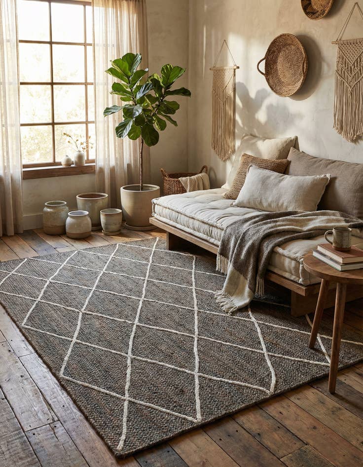 Detail image of 5' 1 x 8' Handmade Braided Jute Rug