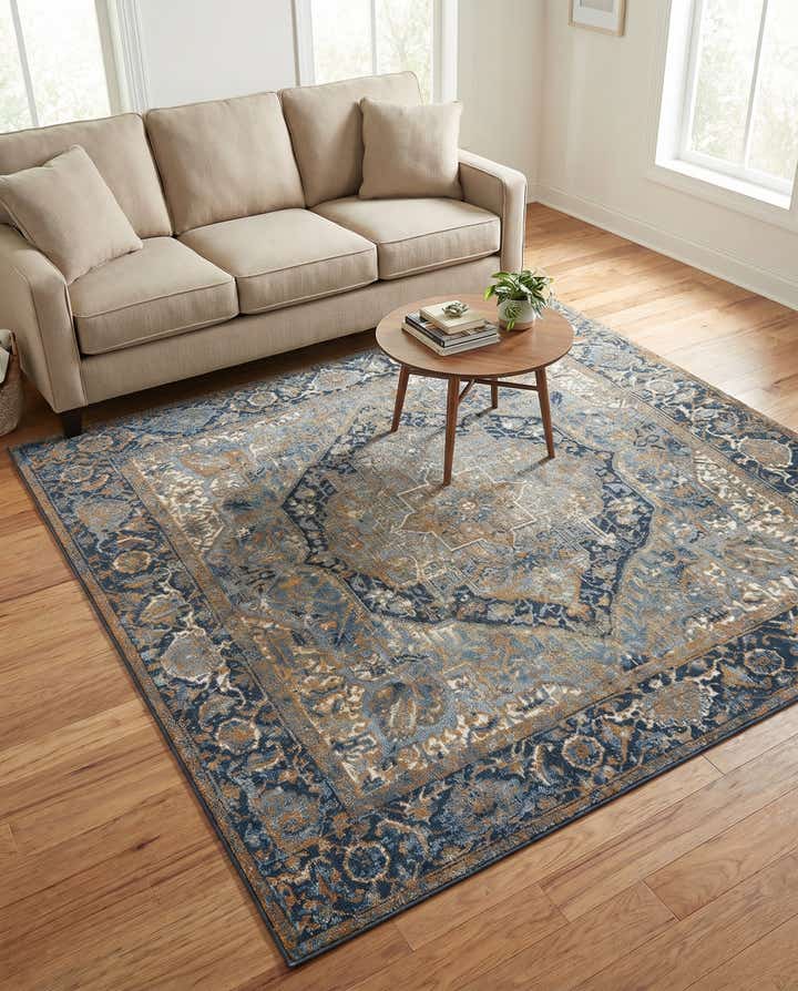 6' x 6' Easy-Clean Traditional Indoor / Outdoor Square Rug