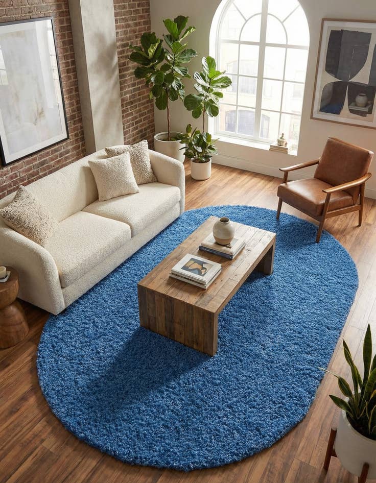 Detail image of 7' 10 x 10' Solid Shag Oval Rug