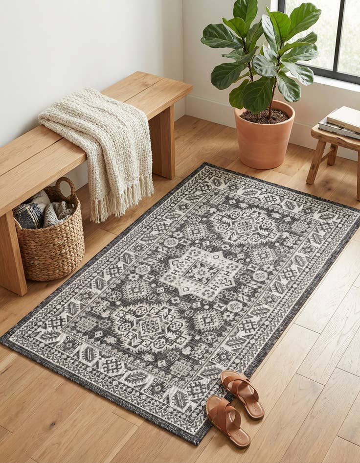 Detail image of 3' x 5' 3  Washable Aztec Indoor / Outdoor Rug