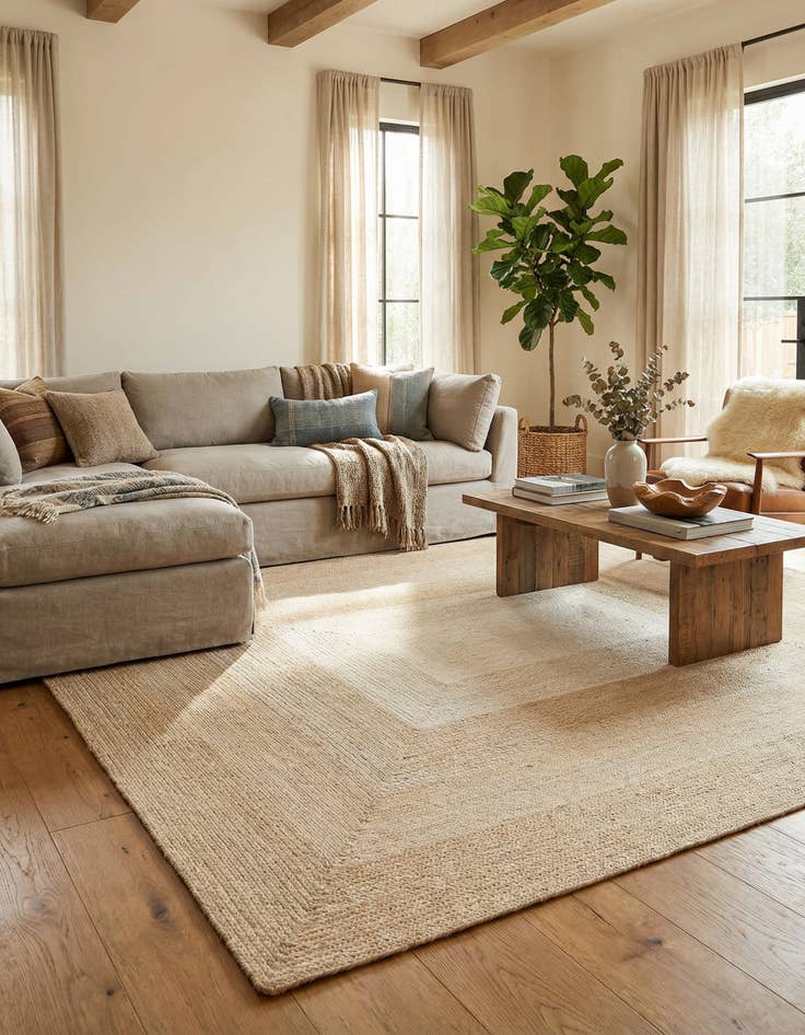 Detail image of 7' 10 x 10' Hand Braided Wool Rug