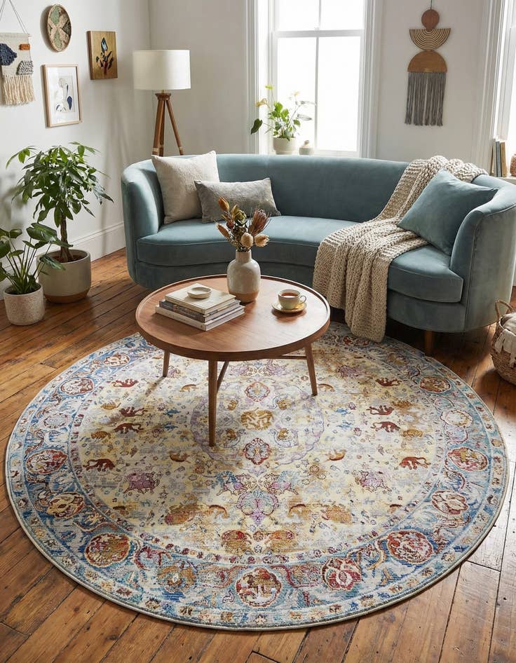 Detail image of 8' x 8' Aqua Round Rug