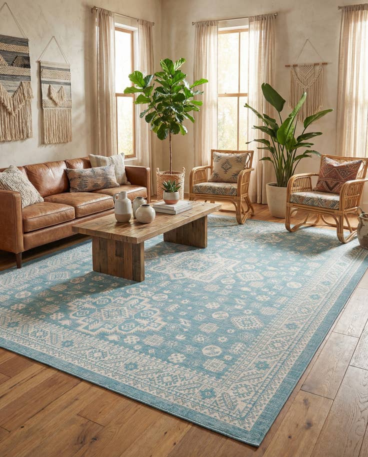 Detail image of 10' x 13' Easy-Clean Aztec Indoor / Outdoor Rug