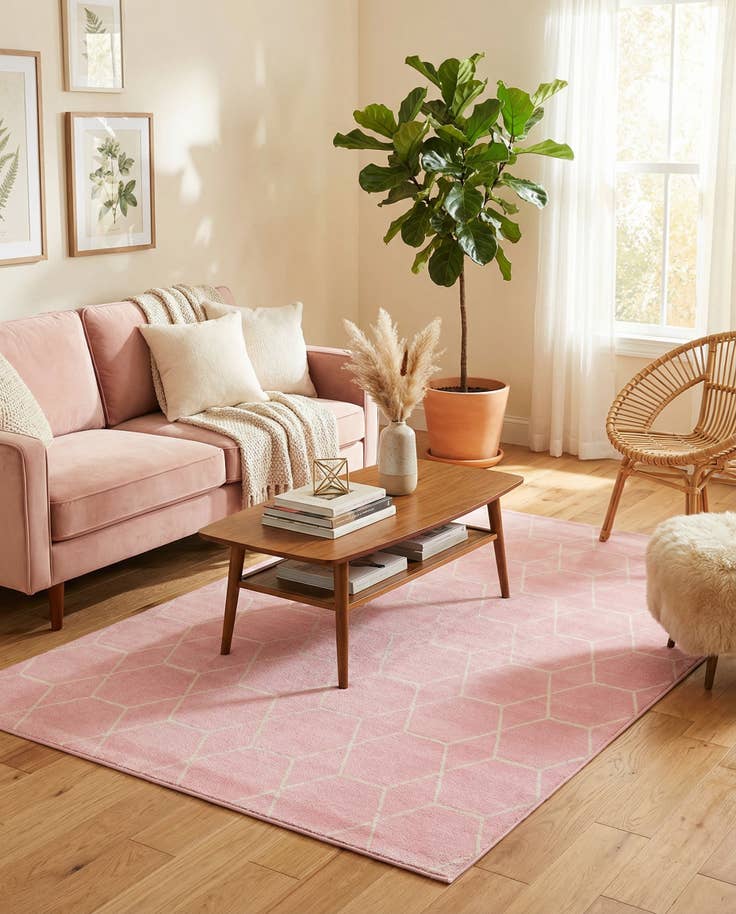 Detail image of 5' 3 x 8' Lattice Frieze Rug