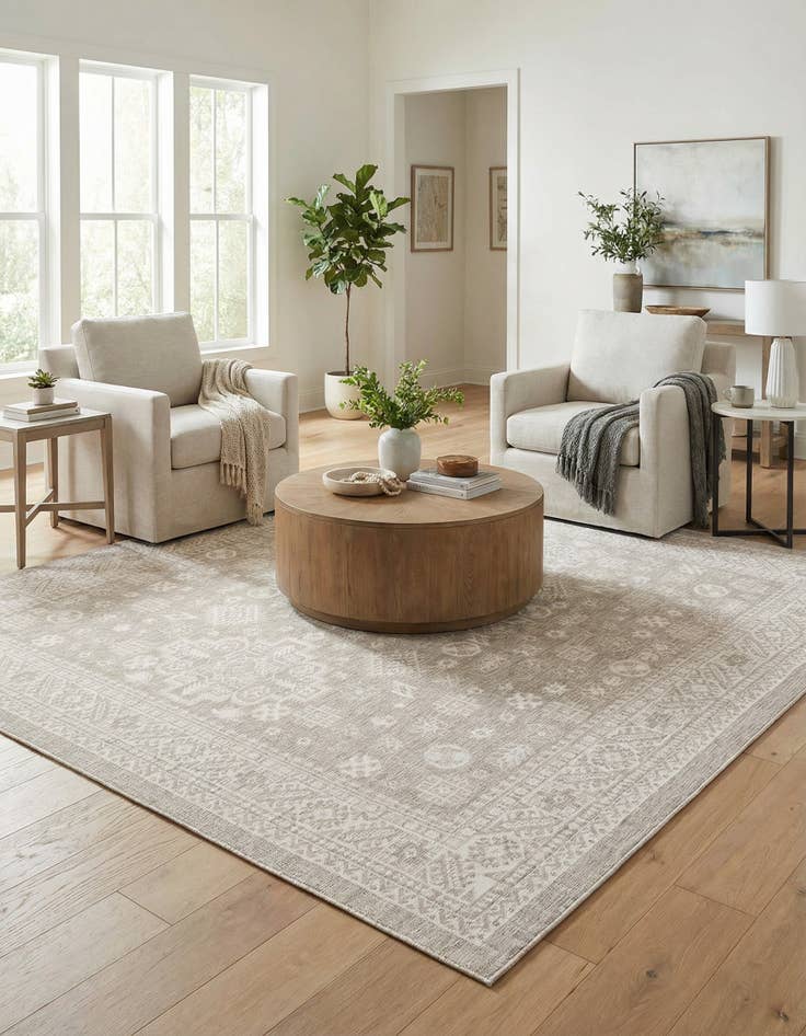Detail image of 10' x 10' Easy-Clean Aztec Indoor / Outdoor Square Rug