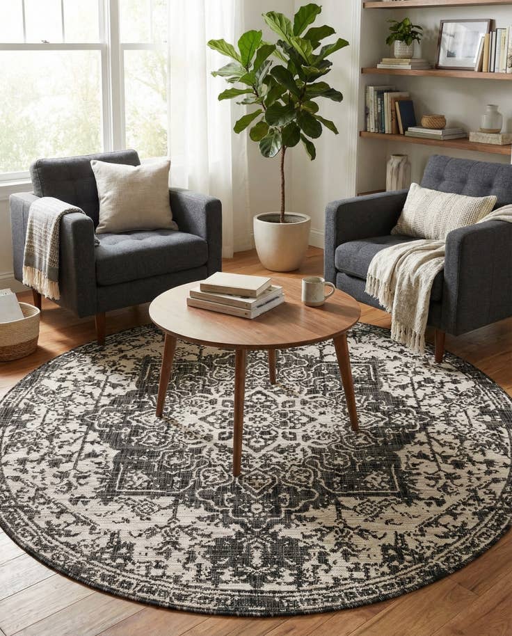 Detail image of 6' 7 x 6' 7 Easy-Clean Jill Zarin Dubai Indoor / Outdoor Round Rug