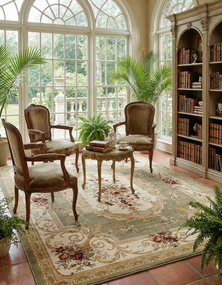 Detail image of 7' 10 x 10' Classic Aubusson Rug