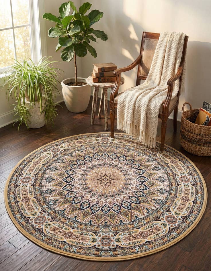 Detail image of 5' 3 x 5' 3 Nain Design Round Rug