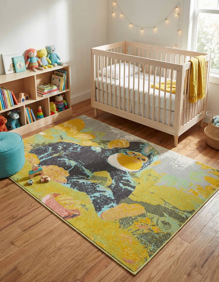 Detail image of 4' 1 x 6' 1 Gorilla Whimsy Kids Rug