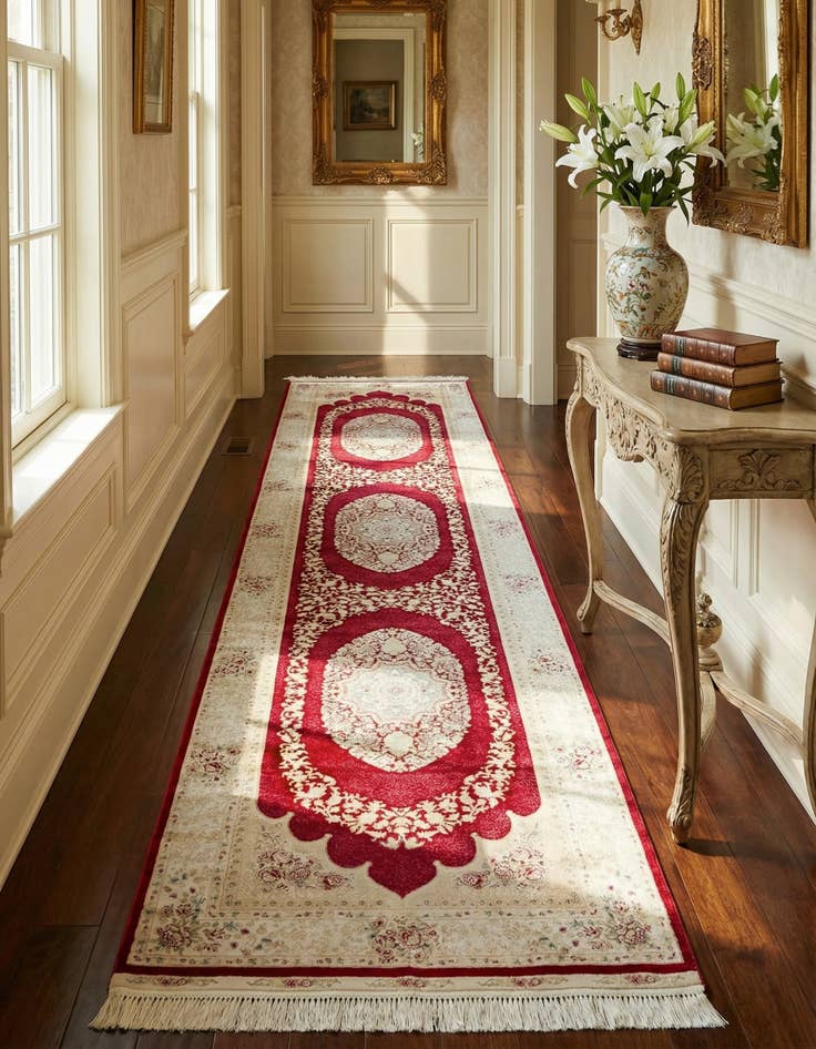 Detail image of 2' 7 x 9' 10 Qom Bamboo Silk Runner Rug