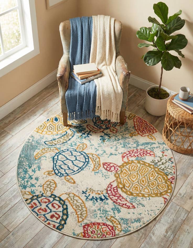Detail image of 3' 3 x 3' 3 Washable Amalfi Round Rug
