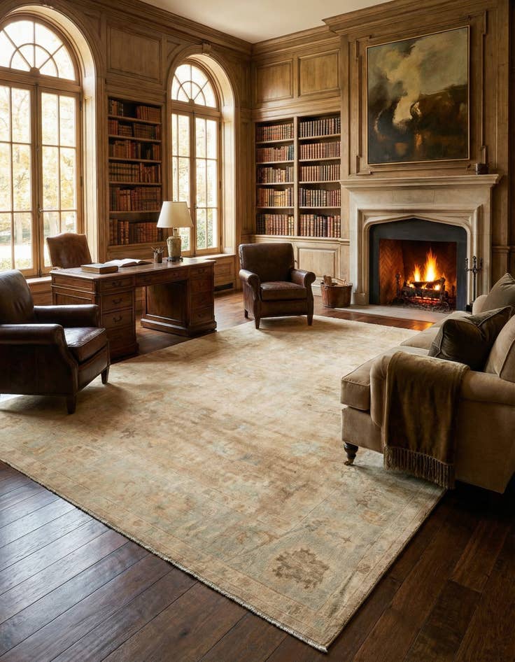 Detail image of 11' 9 x 14' 9 Hand Knotted Oushak Wool Rug